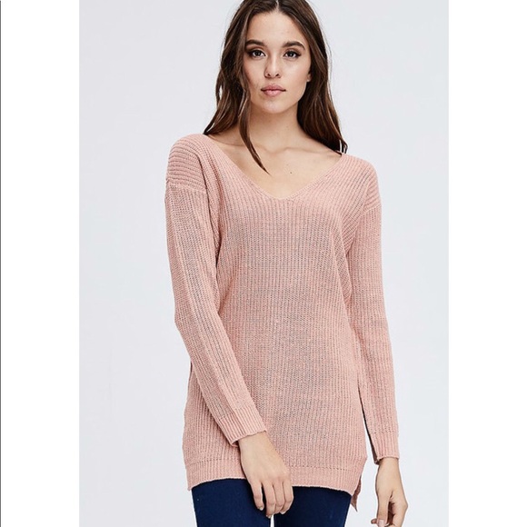 Mauve Caged Back Sweater Tunic - Picture 5 of 7